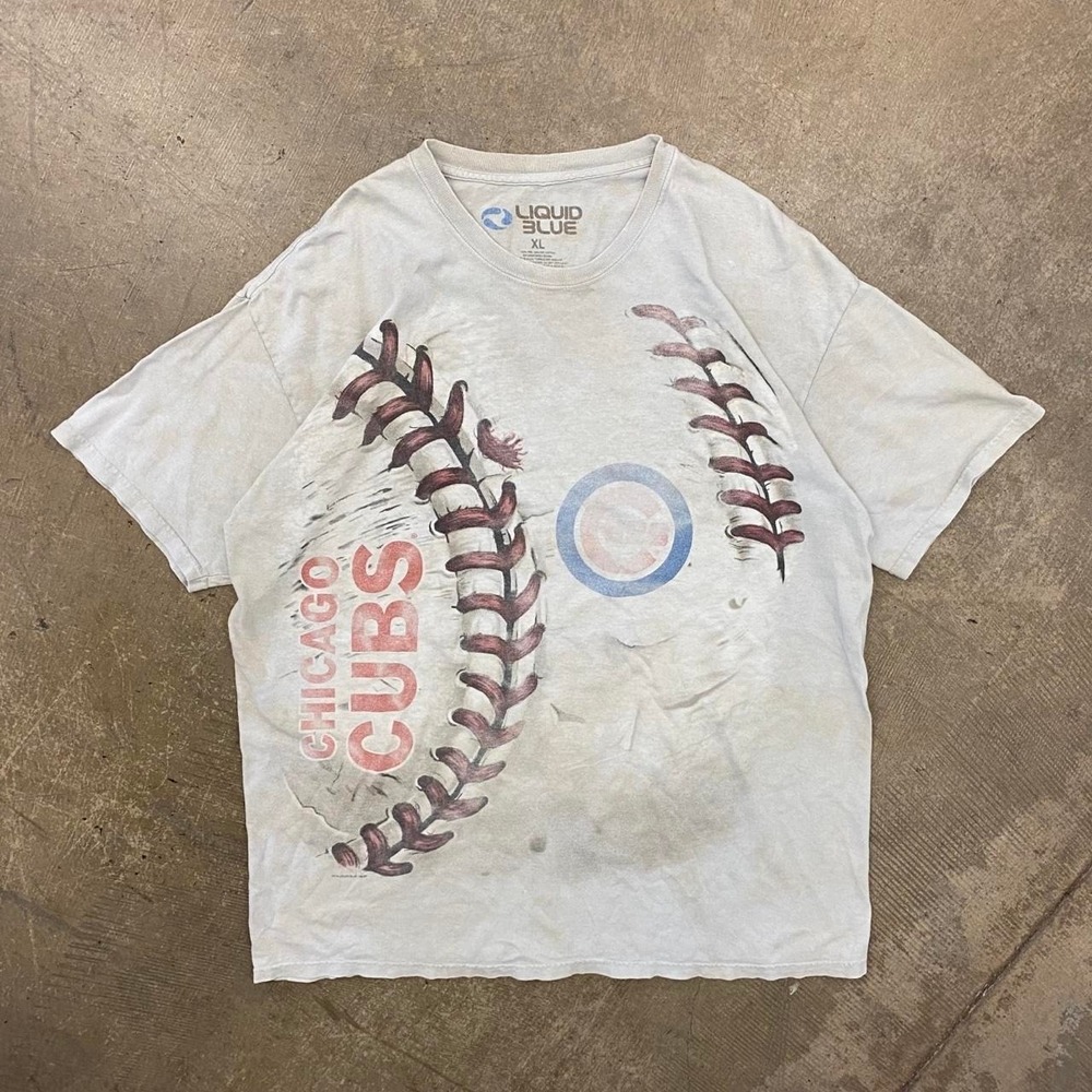 Y2K Chicago Cubs MLB Baseball AOP Liquid Blue T-Shirt Postseason Size XL